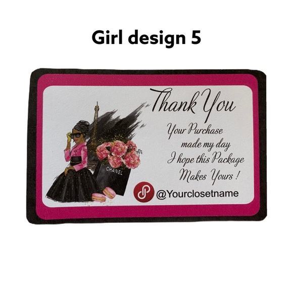 Thank you Cards,Thank You Card with  Paris Fashion Girl  Design Set of  60 - Picture 7 of 15